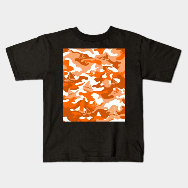 Sailing Camo Crush Kids T-Shirt by GR8DZINE